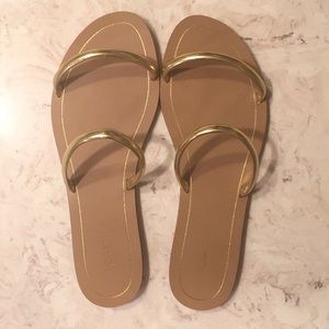 J. Crew Gold Flat Slides size 11